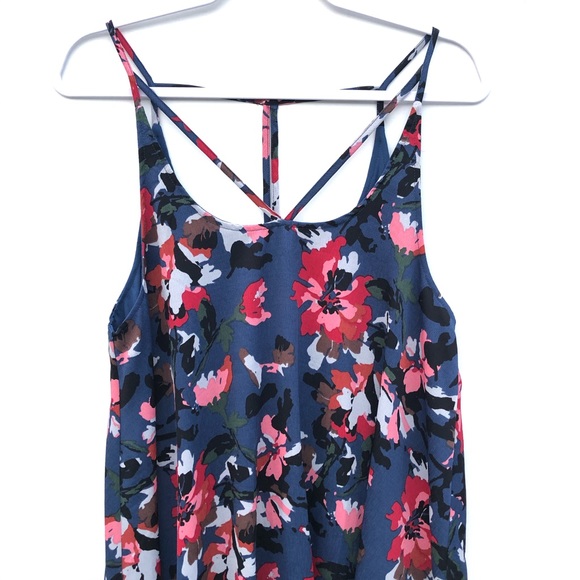 Nordstrom Brass Plum Blue Floral Mini Dress M - Picture 2 of 8